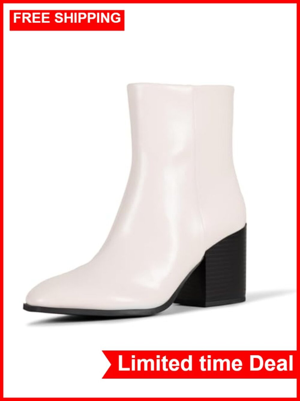 Women's Stacked Heel Ankle Boots Faux Calfskin Memory Foam Insole